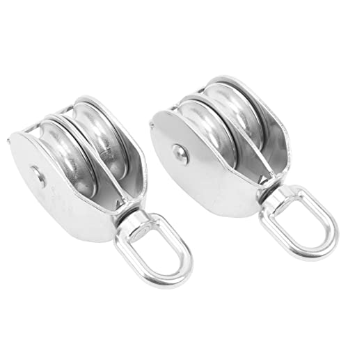 TOOLSGO 2er Set M50 Edelstahlrollen 360° drehbares Design Tragfähigkeit 400kg kompatibel mit Seilen, Kabeln und Drähten bis zu 12mm Durchmesser von TOOLSGO
