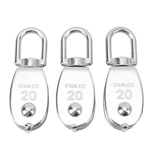 TOOLSGO 3er Set Edelstahl M20 Flaschenzug 360° drehbar Seilwinde 75kg Tragfähigkeit für Hebe- und Zuganwendungen Camping Fitness Boote von TOOLSGO