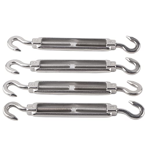 TOOLSGO 4er Set M6 Edelstahl Haken & Haken Spannvorrichtungen Verstellbare Drahtseilspannungen mit 100KG Tragfähigkeit für Zeltseile und Kabel von TOOLSGO