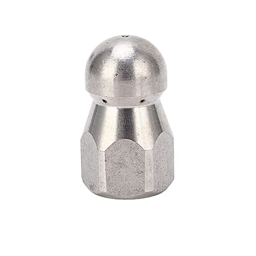 TOOLSGO 5000PSI Hochdruck Reiniger Düse Rohr Bagger Reinigungs düse Edelstahl Jetter Düse Rundkopf Hohe Effizienz (Ball Head Front 1 Rear 6 Holes G1/4in) von TOOLSGO