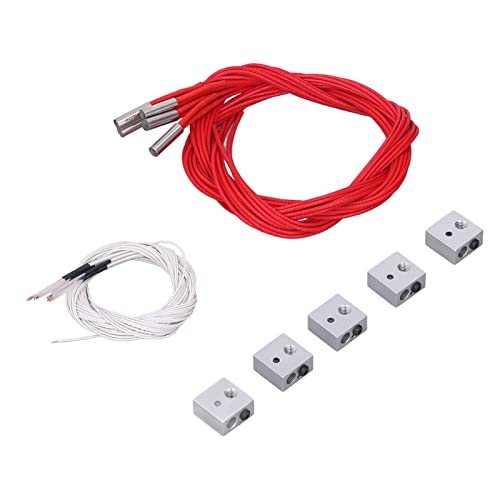 TOOLSGO 5er Set Hotend-Komponenten inklusive Heizblock, NTC100K-Thermistoren und Keramikkartuschen-Heizungen, kompatibel mit MakerbotDruckern von TOOLSGO