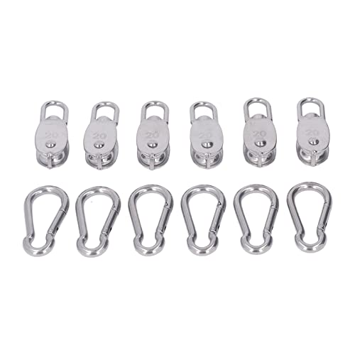 TOOLSGO 6 Stück Edelstahl M20 Einzel-Pulley Set Drahtseil Aufhänge- und Abschlepprollen Tragfähigkeit 75 kg mit 6 M7 Federhaken TOOLSGO 6 Stück Edelstahl M20 Einzel-Pulley Set Drahtseil Aufhänge- und Abschlepprollen Tragfähigkeit 75 kg mit 6 M7 Federhaken von TOOLSGO