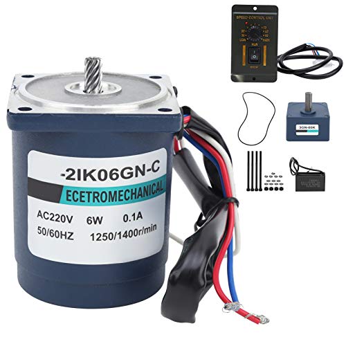 TOOLSGO 6W Mikro-AC-Getriebemotor AC220V 1250/1400RPM mit Getriebe und passendem Geschwindigkeitsregler für präzise Anwendungen (Reduktionsverhältnis20) von TOOLSGO