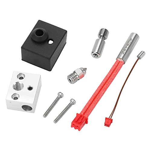 TOOLSGO 8 Stück 3D Drucker Heizkomponenten Kit Enthält Heizstab Thermodraht Heizblock Düse Silikonhülse Kompatibel mit Ender 3 S1 S1 PRO und mehr von TOOLSGO