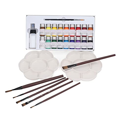 TOOLSGO Textilpigment 18 leuchtende Farben wasserfestes Modell-Farbpigment mit Pinsel zum Handbemalen von Textilien PLA ABS TOOLSGO Textilpigment 18 leuchtende Farben wasserfestes Modell-Farbpigment mit Pinsel zum Handbemalen von Textilien PLA ABS von TOOLSGO