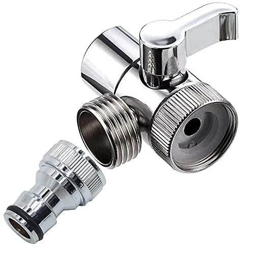 Swich Wasserhahn-Umstellventil-Adapter aus Messing, Luftsprudler zum Anschluss von Waschmaschine, Dusch-Gartenschlauch (NPT F22 mm Einlass x Schnellanschluss-Auslass) von TOOLSTAR