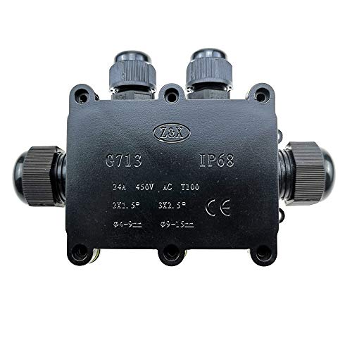 TOOLSTAR Abzweigdose, 4-B-Wege, IP68, wasserdicht, elektrische Anschlussdose, Kabelverbinder für Außen/Externe elektrische Box – Drahtbereich 4–9 mm, 9–12 mm, 12–15 mm von TOOLSTAR