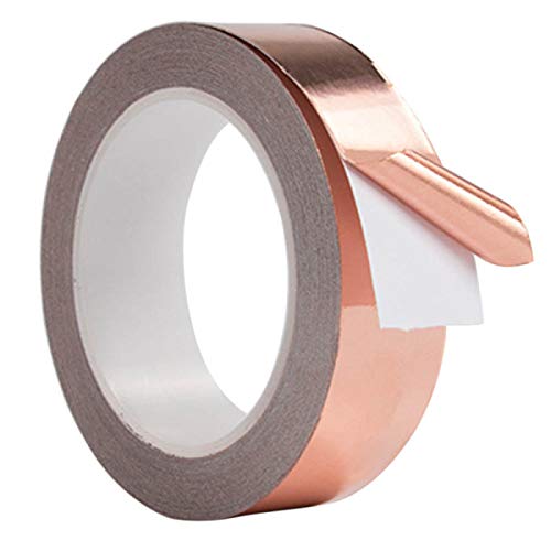 TOOLSTAR Kupferband, 12 mm x 10 m, einseitiges Kupferfolienband mit leitfähigem Klebstoff für Buntglas, EMI-Abschirmung, elektrische Reparaturen (1 Stück) von TOOLSTAR