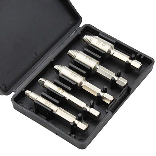 TOOLSTAR Schraubenentferner- und Ausdreher-Set, Doppelkopf-Bolzen-Ausdreher mit Koffer zum Entfernen von gebrochenen oder beschädigten Schrauben, Bolzen (5 Stück, Silber) von TOOLSTAR