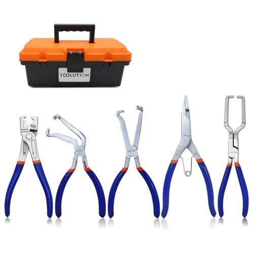 TOOLUTION 5‑teiliges elektrische Trennzangen‑Set – Kraftstoff‑, Schlauch‑, Stecker‑ und Sperrring‑Zangen für Kfz‑Reparatur von TOOLUTION