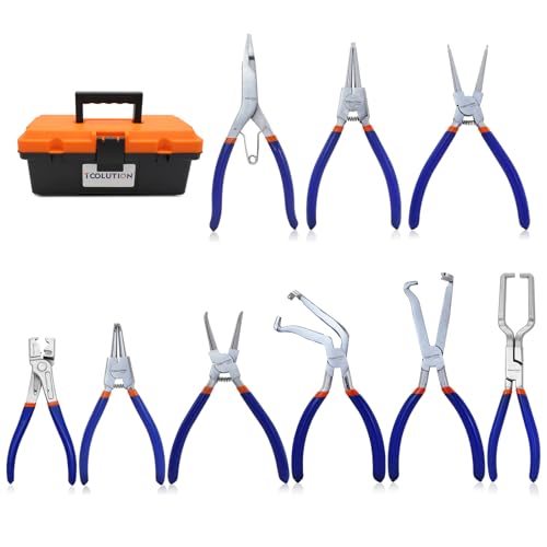 TOOLUTION 9-teiliges Schlauchschellen- & Sicherungsringzangen-Set mit C-Clip-Werkzeugen, rutschfeste Griffe TOOLUTION 9-teiliges Schlauchschellen- & Sicherungsringzangen-Set mit C-Clip-Werkzeugen, rutschfeste Griffe von TOOLUTION
