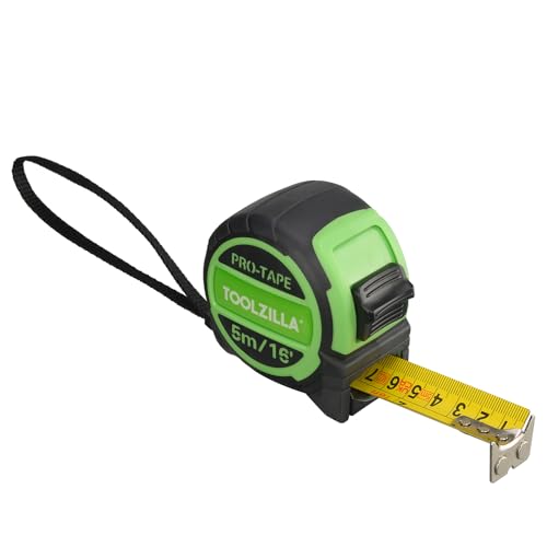 TOOLZILLA 16ft (5m) tape measure standard, retractable measuring tape suitable for all DIY and worksite use. Rubberized case for higher durability and comfort von TOOLZILLA