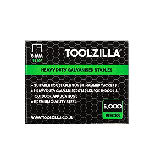 TOOLZILLA Heftklammern für Heftpistole, verzinkt, 8 mm, 5.000 Stück, B08L6Z9CB1 von TOOLZILLA