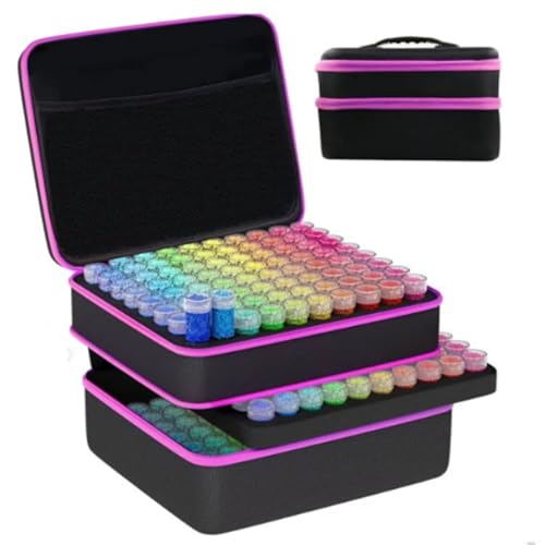 DIY Diamond Painting Tasche in Rosa mit 240 Organizer Flaschen für Diamond Painting Aufbewahrung Zubehör von TOOSOAR