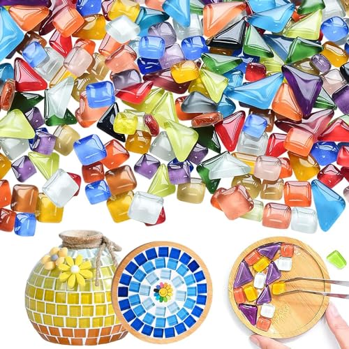 TOOSOAR 1000g Bunte Glas Mosaiksteine,Irregulär mosaikfliesen,kleine Mini Mosaik Fliesen zum Basteln,für Heim Deko,Fotorahmen,Blumentöpfe,DIY Kunstprojekte von TOOSOAR