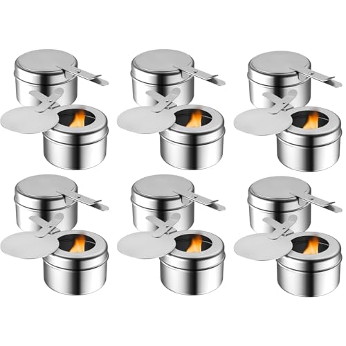 TOOSOAR 12 Stück Brennpastenbehälter, Rostfreier Stahl Brennbehälter Brennpaste, Gerader TypWarmhaltebehälter für Brennpaste, Buffet Zubehör -Spiritusbrenner für Hotpot, Drypot, Gegrillten Fisch von TOOSOAR