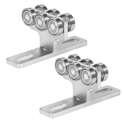 TOOSOAR 2 Stück 6-Rad-Trolley-Baugruppe,T-förmige Montagerollen,Tragfähigkeit Bis zu 245Kg, für Schiebetüren, Elektro-Hebezeug von TOOSOAR
