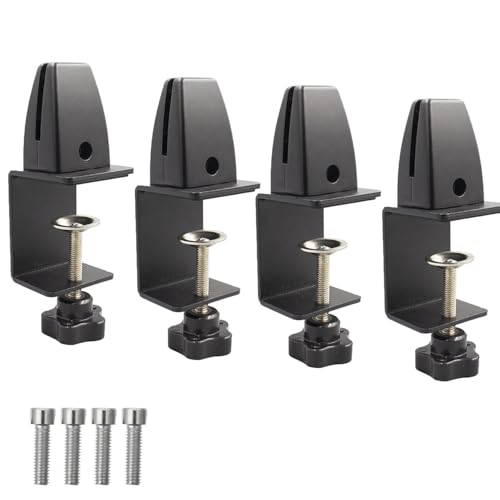TOOSOAR 4 Stück Schreibtisch-Trennwandklemme,Verstellbare Aluminium-Tischteilerklemmen für Sicherheit und Datenschutz(Schwarz) von TOOSOAR