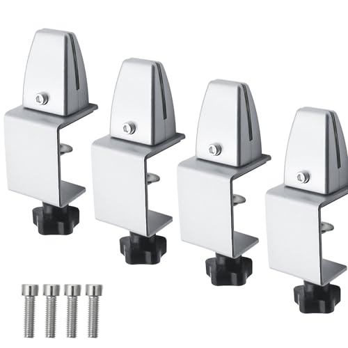 TOOSOAR 4 Stück Schreibtisch-Trennwandklemme,verstellbare Aluminium-Tischteilerklemmen für spuckschutz, Aluminiumlegierung lackierte Oberflächen(Silber) von TOOSOAR