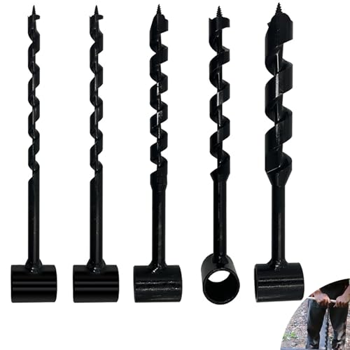 TOOSOAR 5 Stück Handbohrer für den Außenbereich,Handbohrmaschine für Holzbearbeitung,für Outdoor Survival,Camping,Bushcraft Arbeiten(Schwarz) von TOOSOAR