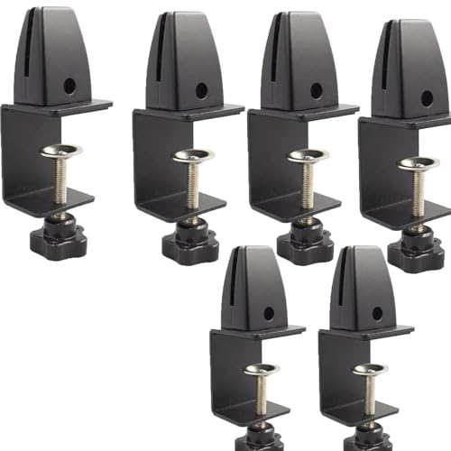 TOOSOAR 6 Stück Schreibtisch-Trennwandklemme,Verstellbare Aluminium-Tischteilerklemmen für Sicherheit und Datenschutz(Schwarz) von TOOSOAR