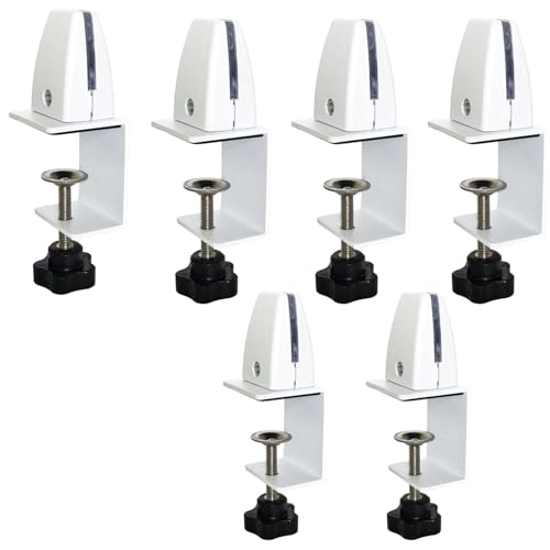 TOOSOAR 6 Stück Schreibtisch-Trennwandklemme,Verstellbare Aluminium-Tischteilerklemmen für Sicherheit und Datenschutz(Weiß) von TOOSOAR