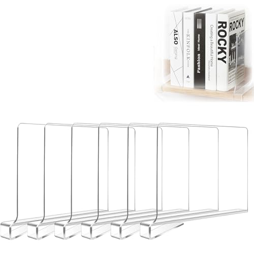 TOOSOAR 6 Stück Transparente Acryl-Regalteiler,Multifunktionaler Shelf Divider,30x20cm Shelf Divider Acryl,für Schlafzimmer, Aufbewahrung von TOOSOAR