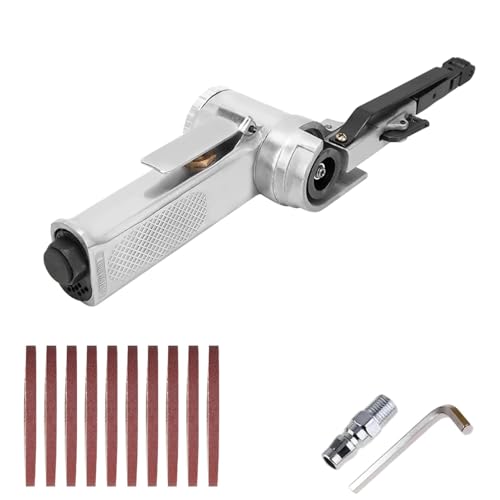 TOOSOAR Druckluft Bandschleifer,Luftbandschleifer für Schleifbänder 330 x 10 mm,mit 10 Schleifbändern,für Holz, Metall, Stein zum Schleifen, Feilen von TOOSOAR