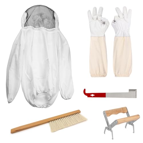 TOOSOAR Imker Kostüm mit Imkerhandschuhe und Imkereibedarf, Weiß Imkeranzug, Halbkörper Kostüm Imker von TOOSOAR