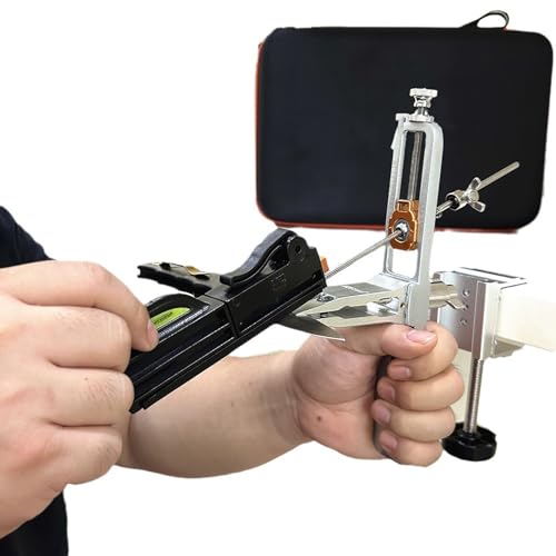 TOOSOAR Messerschärfsystem,Messerschärfer Profi kommt mit einem Sockel für den Innen Außenbereich,mit 4 Schärfsteine für die Küche Camping Jagd von TOOSOAR
