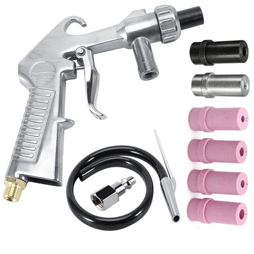 TOOSOAR Sandstrahlpistole Druckluft Set, Sandstrahlgerät, Sandstrahler mit Gummischlauch mit Düsen Verschiedener Kaliber ein Luftanschlussnippel für Sandstrahlen von TOOSOAR