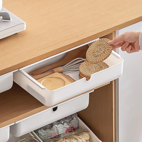 TOOSOAR Schublade Unter Schreibtisch, Selbstklebende Schreibtisch Schublade, Versteckte Untertisch Schublade, für Büro, Arbeitszimmer von TOOSOAR