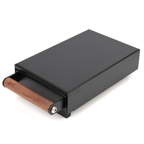 TOOSOAR knock box aus Edelstahl mit Holzgriff, Siebträger Abklopfbehälter Schublade (Schwarz) von TOOSOAR