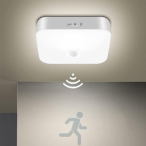 Toowell Akku Lampe mit Bewegungsmelder Innen, USB Aufladbar Akku Deckenleuchte LED Batterie Deckenlampe mit Bewegungsmelder, Kellerlampe LED Lampe Akku Leuchte für Badzimmer Garage Treppe Balkon von Toowell