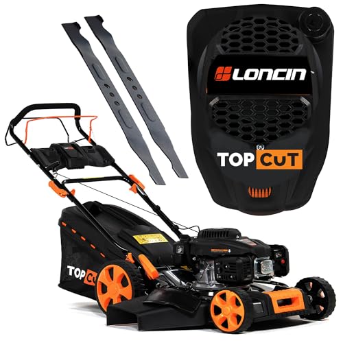 Multifunktionaler Benzin Rasenmäher 166 cm³ - 51 cm schnittbreite - mit Antrieb und Mulchfunktion – Ideal für mittelgroße und große Gärten von TOP CUT
