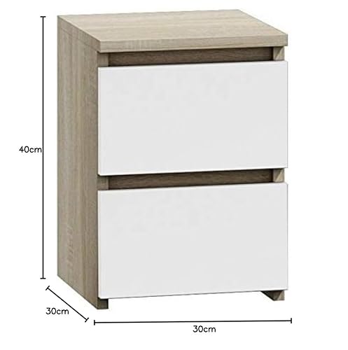 TOP E SHOP Topeshop M2 Sonoma Mix nightstand/Bedside Table 2 Drawer(s) Oak White von TOP E SHOP