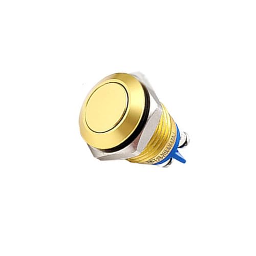 1 Stück 16mm Druckknopfschalter Wasserdicht IP67 Schalter für DIY Elektronik Projekt (Gelb) von TOP-MAX