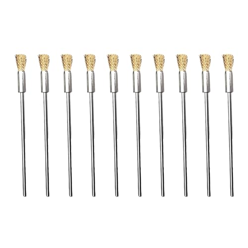 10 Stücke Drahtbürsten, 100mm Stahldraht Reinigungsbürste Rostentferner Bits Polieren Rotationswerkzeuge (Gold) von TOP-MAX