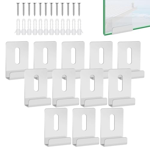 12 Stück Spiegelhalterung Wand, Spiegelbefestigung Zubehör U Winkel Halterung mit Schrauben für Bad Zimmer Spiegel, 5-6mm von TOP-MAX