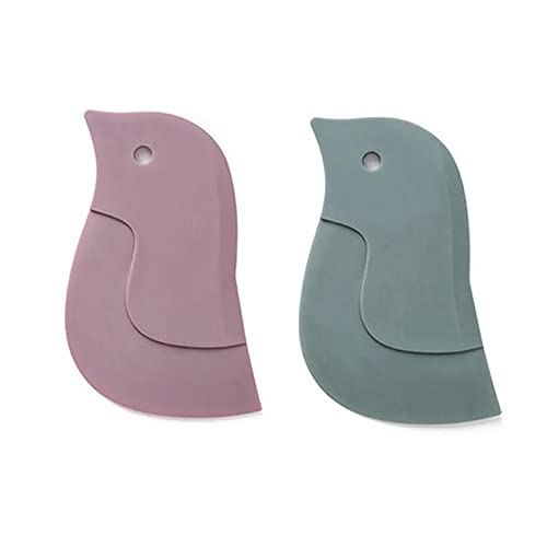 2 STÜCKE Pfannenschaber Silikonschaber, Pinguinform Küchenwerkzeug Ölteller Multifunktionsschaber Schüsselschaber für Küchenpfannen, Schüsseln Backen Waschen (Grün + Rosa) von TOP-MAX