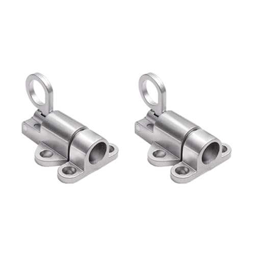 2 Stücke Automatische Türriegel, Aluminiumlegierung Federstiftverriegelung für Fenster, Tor, Schrank, Holztür, Kabinett (Silber) von TOP-MAX
