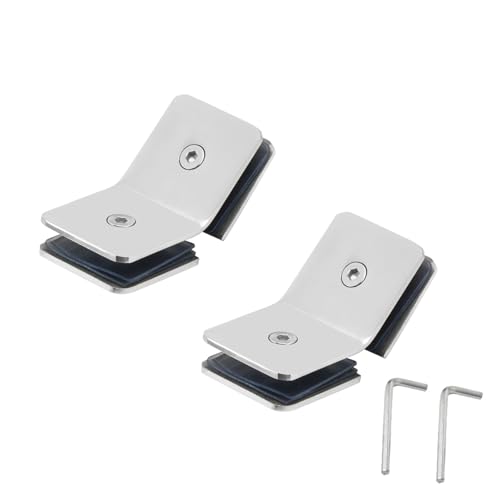 2 Stücke Glasklammern, 135 Grad Quadrat Glas Klammer Halterung passen für 8-10mm Dicke Glas (Silber Glänzend) von TOP-MAX