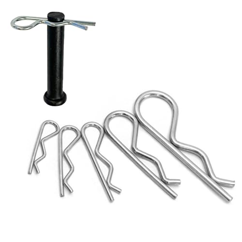60 Stück Splinte Sortiment Set, 5 Größe Federstecker Hitch Pin Karosserie Clip Sicherungssplinte Federsplinte für Schlepper Rasenmäher Autos, Edelstahl Silber von TOP-MAX