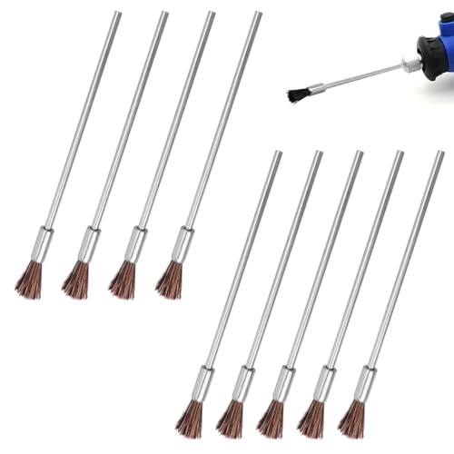9 Stück Drahtbürsten zum Bohrmaschine, 100mm Extra Lang Schaft Drahtbürste zum Entfernen von Rost und Farbe, φ 3mm (Pferd Mane) von TOP-MAX