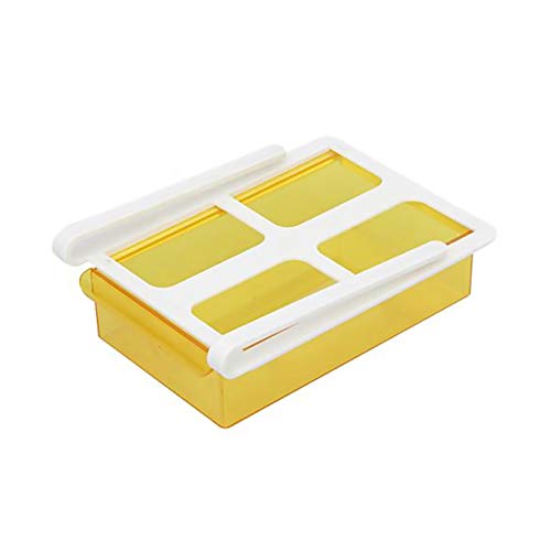 Kühlschrank Aufbewahrungsbox Kühlschrank Schublade Organizer Kunststoff Platzsparend Küche Organizer Rack Ausziehbar Kühlschrank Regal Organizer für Eier, Gemüse und Obst (Gelb) von TOP-MAX