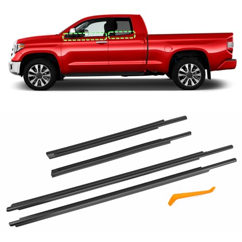 TOP-MAX Fensterdichtung, kompatibel mit Toyota Tundra Double Cab, 4 Stück, schwarze Fenster-Wetterabisolierung, ersetzt 68210-0C020 68164-0C010 (nicht geeignet für Crewmax) von TOP-MAX