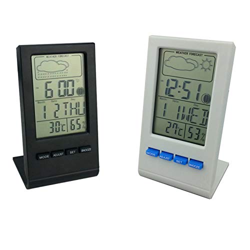 Thermo-Hygrometer Digitaler Wecker, Schwarz/Weißer Meteorologischer Taschenmonitor, Temperatur und Feuchtigkeit MIN/MAX Aufzeichnungen, °C/°F Schalter für Zuhause etc von TOP-MAX