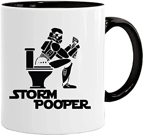 Kaffeetasse mit Aufschrift "Storm Pooper", Keramik, Schwarz von TOP Marques Collectibles