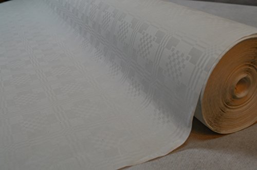 25 Meter Lang 100 cm Breit Farbe: Weiss/Weiß Tischdecke Papier Damastprägung Tischtuch Papierttischdecke Decke Rolle Papiertischdeckenrolle Papierdecke von TOP Marques Collectibles
