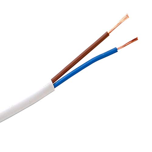 Schlauch-Leitung, weiß, 2 adrig, H05 VV-F 2G 0,75 mm² für flexible Verlegung, 300V, Strom-Kabel für mittlere Beanspruchung (20 Meter) von TOP TEN